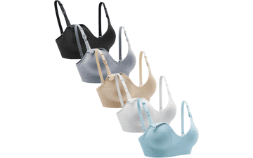 5-Pack Wireless V-Neck Nursing Bras with Extenders