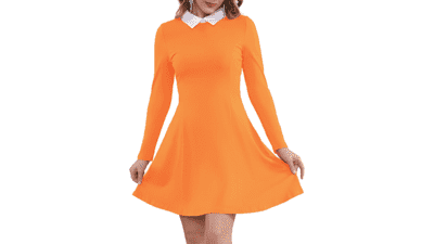Aphratti Women's Fall Peter Pan Collar Skater Dress