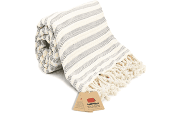 Arpa Grey Turkish Beach Towel: Quick Dry & Sand-Free!