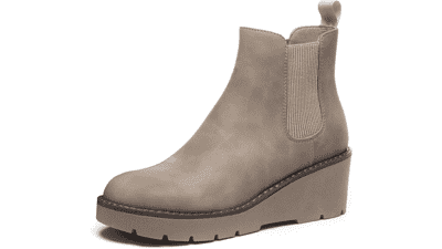Athlefit Women's Wedge Chelsea Boots