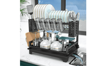 B-Land 2-Tier Dish Drying Rack: Kitchen Counter Organizer