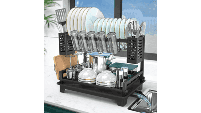 B-Land 2-Tier Dish Drying Rack: Kitchen Counter Organizer