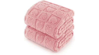 Bedsure Pink Dog Blanket - Small, Washable, Fluffy Fleece