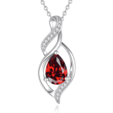Birthstone Necklace for Women - Sterling Silver Teardrop Pendant