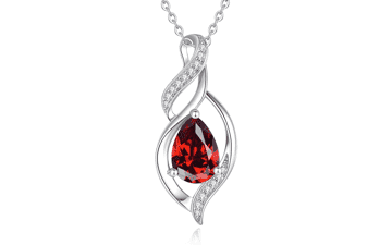 Birthstone Necklace for Women - Sterling Silver Teardrop Pendant