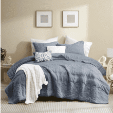 Boho Blue Quilt Twin Size - Lightweight Bohemian Bedding Set