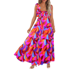Boho Maxi Dress - Women's Summer Spaghetti Strap Sundress