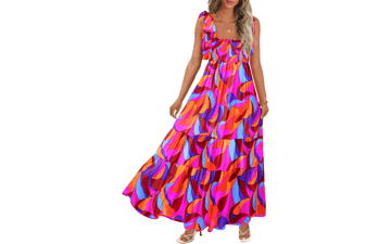 Boho Maxi Dress - Women's Summer Spaghetti Strap Sundress