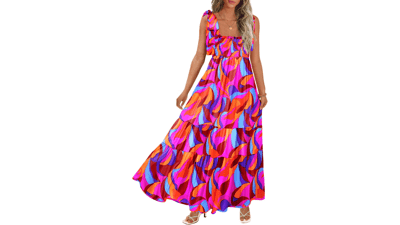 Boho Maxi Dress - Women's Summer Spaghetti Strap Sundress