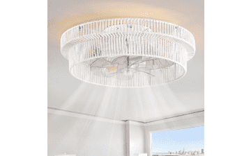 Boho Rattan Ceiling Fan with Light & Remote