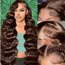 Chocolate Brown Deep Wave Wig | 28 Inch Pre Plucked Lace Front Wig