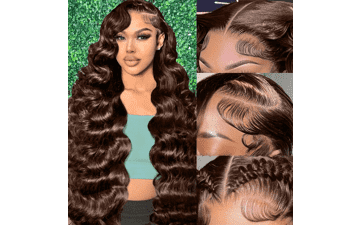 Chocolate Brown Deep Wave Wig | 28 Inch Pre Plucked Lace Front Wig