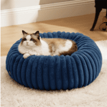 Cozy Donut Cat Bed - Small Dog Bed, Removable Cover