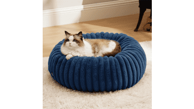 Cozy Donut Cat Bed - Small Dog Bed, Removable Cover