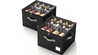 Criusia Foldable Shoe Organizer - Fits 16 Pairs - 2 Pack