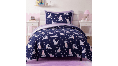 Cute Cat Twin Comforter Set for Girls