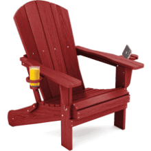 Dark Red Adirondack Chair with Cup Holder