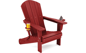 Dark Red Adirondack Chair with Cup Holder