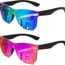 FEISEDY Rimless Mirrored Sunglasses