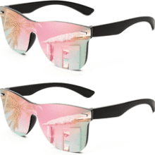 FEISEDY Rimless Mirrored Sunglasses - Trendy One Piece Lens