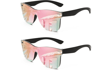 FEISEDY Rimless Mirrored Sunglasses - Trendy One Piece Lens
