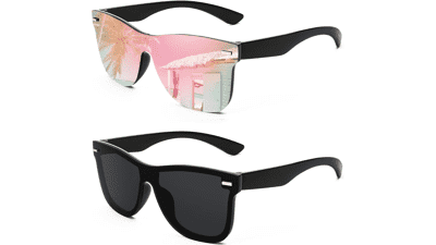 FEISEDY Rimless Mirrored Sunglasses - Trendy & Reflective!