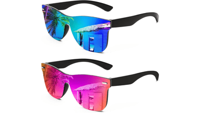 FEISEDY Rimless Mirrored Sunglasses