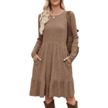 Fall Midi Sweater Dress with Pockets