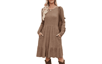 Fall Midi Sweater Dress with Pockets