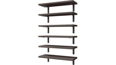 Floating Shelves Set of 6 - Rustic Wall Decor - Dark Brown