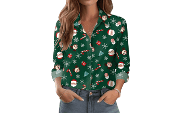 Floral Print Button Down Shirt - Women's Long Sleeve Blouse
