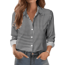 Floral Print Button Down Shirt - Women's Long Sleeve Blouse
