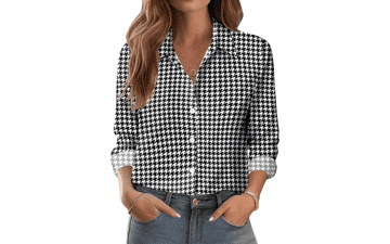 Floral Print Button Down Shirt - Women's Long Sleeve Blouse