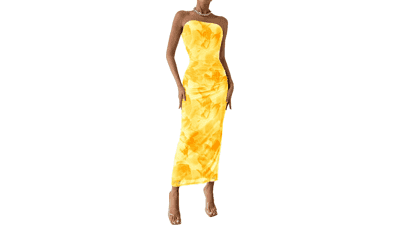 Floral Strapless Bodycon Maxi Dress