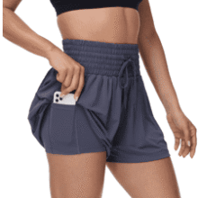 Flowy Running Shorts for Women - High Waist Workout Skort with Pockets