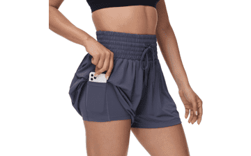 Flowy Running Shorts for Women - High Waist Workout Skort with Pockets