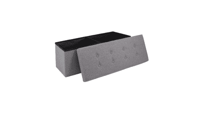 Folding Storage Ottoman Bench - 43 inch Light Grey