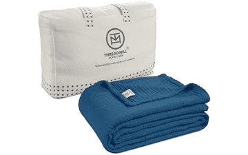 Folkstone Blue King Muslin Blanket - Soft & Breathable