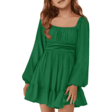 Girls' Fall Dress: Long Sleeve Tie Back, Sizes 5-14