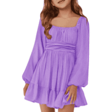 Girls' Fall Tie Back Dress - Long Sleeve A-Line Mini Dress