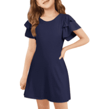 Girls' Ruffle Sleeve Summer Dress - Ages 5-14