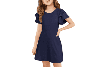 Girls' Ruffle Sleeve Summer Dress - Ages 5-14
