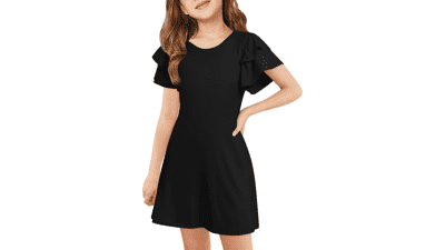 Girls Ruffle Sleeve Summer Dress - Cute & Casual