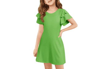 Girls Ruffle Sleeve Summer Dress - Cute & Casual