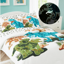 Glow in Dark Dinosaur Bedding Set - 5 Piece Twin Kids Comforter with Sheets