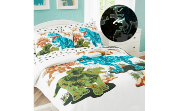 Glow in Dark Dinosaur Bedding Set - 5 Piece Twin Kids Comforter with Sheets