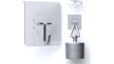 Heavy Duty Adhesive Hooks - 24 Pack | 50lb Max
