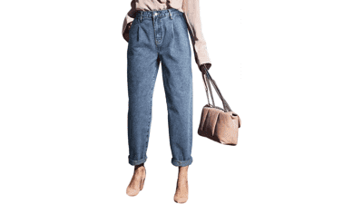 High Waisted Baggy Jeans - Women's Boyfriend Cropped Denim