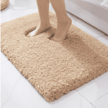 ILANGO Beige Bath Rug - Non-Slip, Absorbent, Soft Microfiber