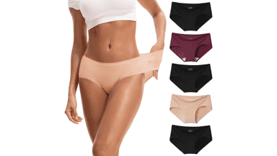 INNERSY Women's Cotton Underwear: 5-Pack High-Waisted Briefs